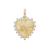Fluted Heart Charm Gold