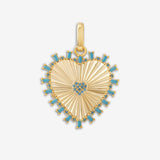 Fluted Heart Charm Turquoise