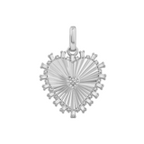 Fluted Heart Charm Silver